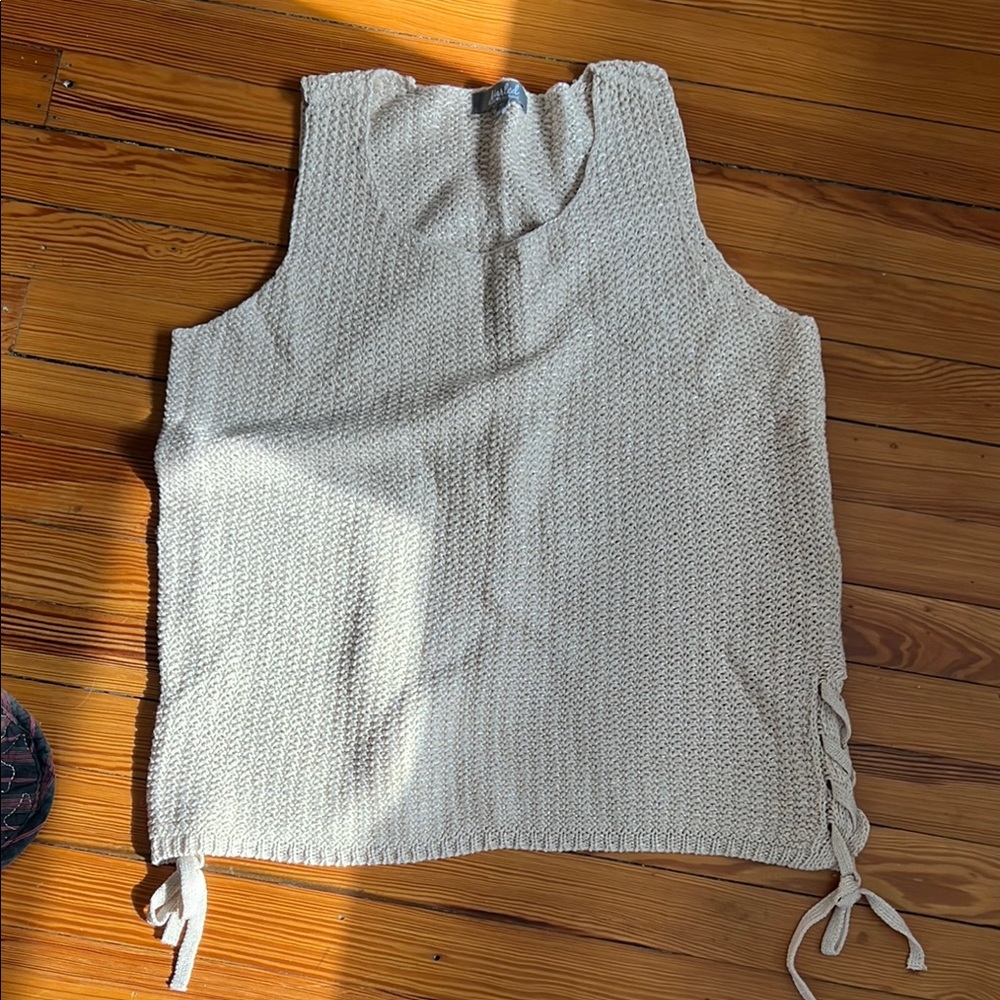 Cream Sleeveless Knit Top